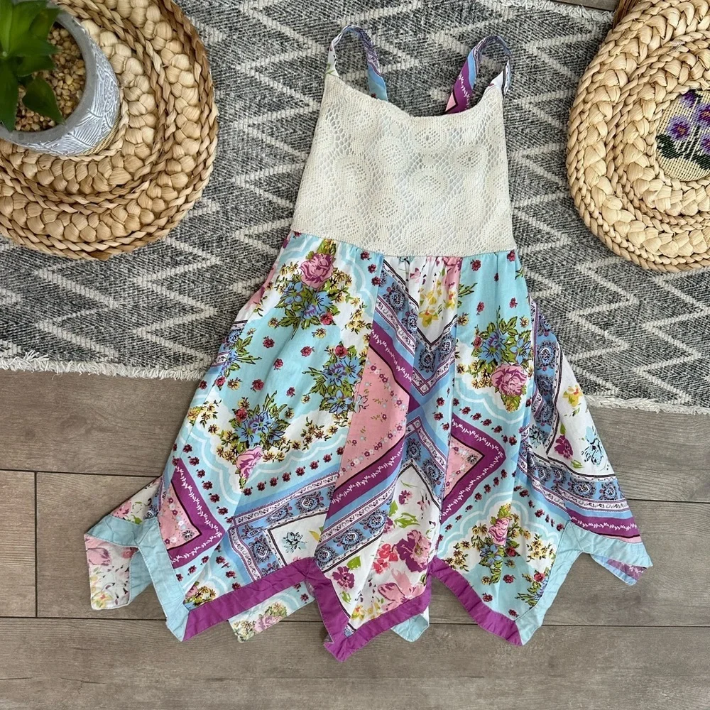 Blueberi Boulevard Toddler Girl Vintage Patchwork Handkerchief Dress Boho Wester